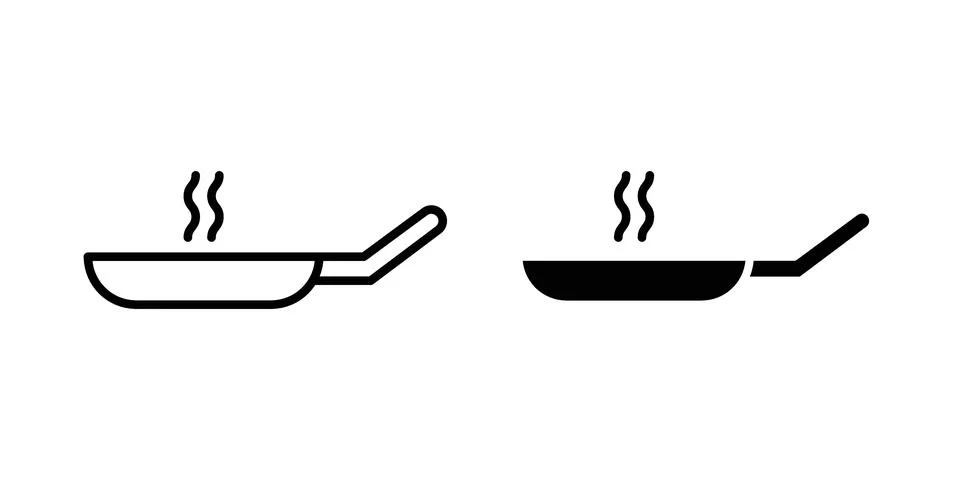 Frying pan icon concept logo design collection Illustration