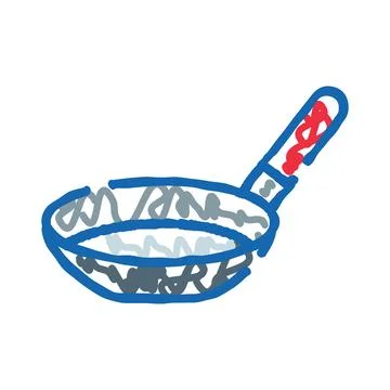 Frying pan icon doodle drawing style illustration Stock Illustration