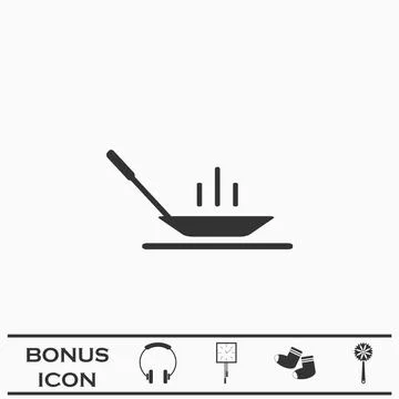 Frying pan icon flat. Stock Illustration