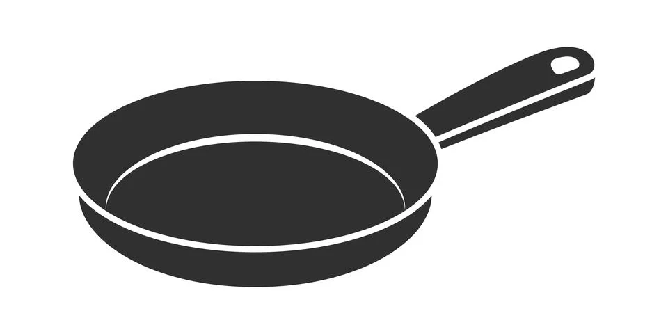 Frying pan icon in flat style. Kitchen equipment vector illustration on iso.. Illustrazione stock
