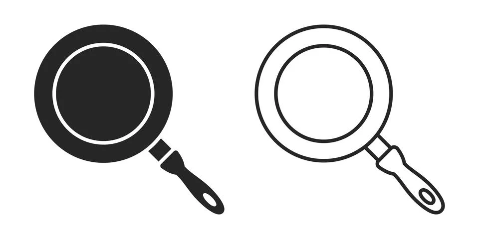 Frying pan icon in flat style. Kitchen equipment vector illustration on iso.. Illustrazione stock