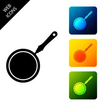 Frying pan icon isolated on white background. Set icons colorful square buttons イラスト素材