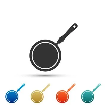 Frying pan icon isolated on white background. Set elements in colored icons Illustrazione stock