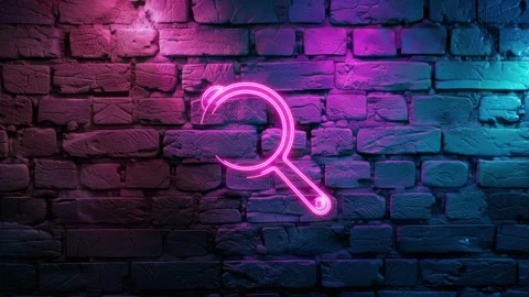 Frying pan Icon neon animation on brick wall Stock Footage 275575712