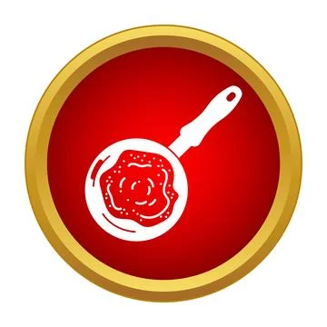 Frying pan icon with omelet or pancake cooking Stock Illustration