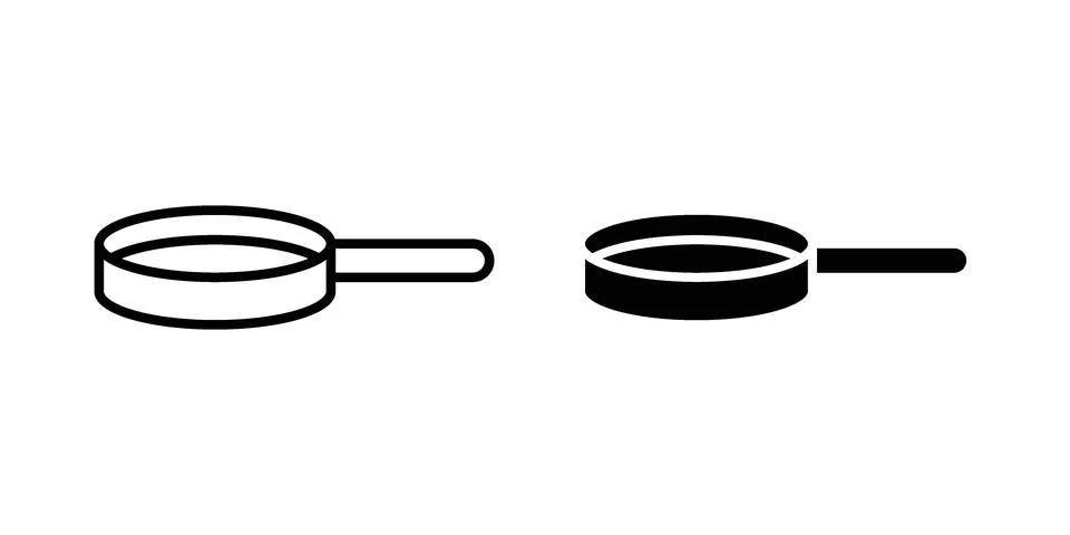 Frying pan icon. Outline, flat icons Stock Illustration
