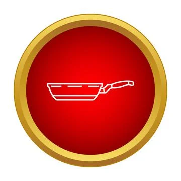Frying pan icon outlining cooking food preparation Stock Illustration
