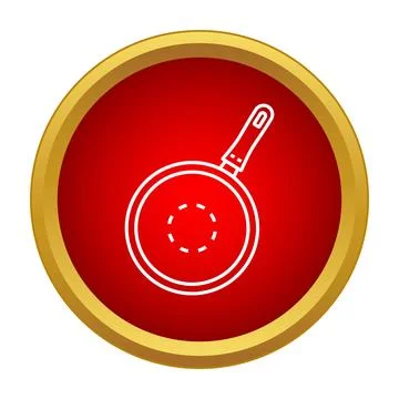 Frying pan icon outlining kitchenware and cooking symbols Stock Illustration