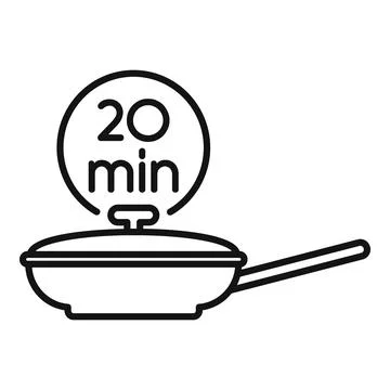 Frying pan icon showing 20 minutes cooking time Stock Illustration
