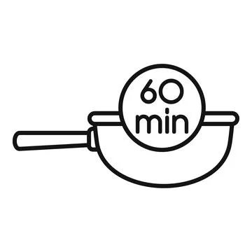 Frying pan icon showing 60 minute cooking time イラスト素材