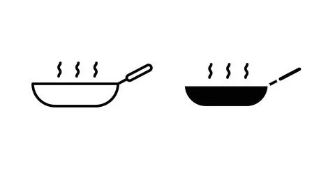 Frying pan icon symbol, outline icons Stock Illustration