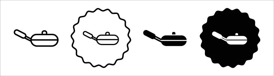 Frying pan icon symbol set collection. Frying pan simple vector sign bundle Illustrazione stock