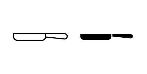 Frying pan icon symbol. Vector illustration pack in black color. Illustrazione stock