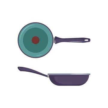 Frying pan icon top and side view Stock Illustration