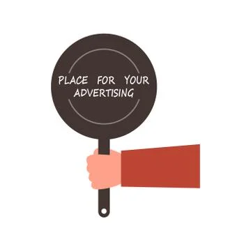 Frying pan icon on white isolated background. The hand holds the utensils. Ic Stock Illustration