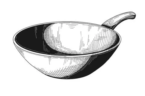 Frying pan isolated on white background. Vector Stock Illustration