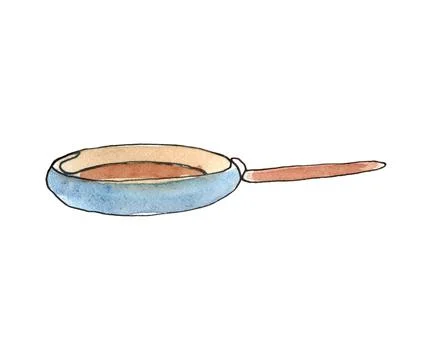 Frying pan isolated on white background. Single line. Stock Illustration