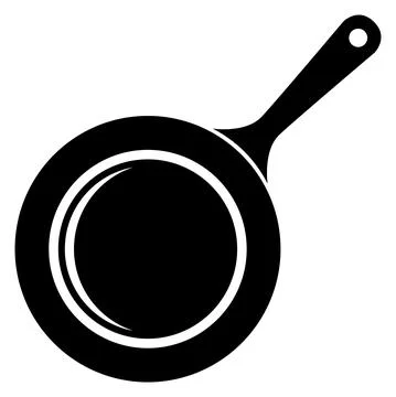 Frying pan isolated on white background. Frying pan. Silhouette symbol. Kitch Stock Illustration