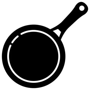 Frying pan isolated on white background. Frying pan. Silhouette symbol. Kitch Stock Illustration