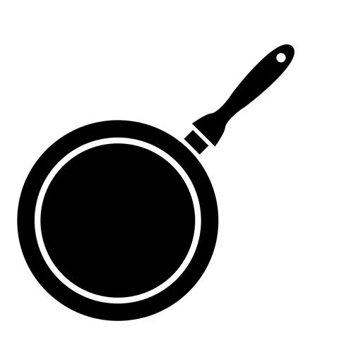 Frying pan isolated on white background. Frying pan. Silhouette symbol. Kitch Stock Illustration