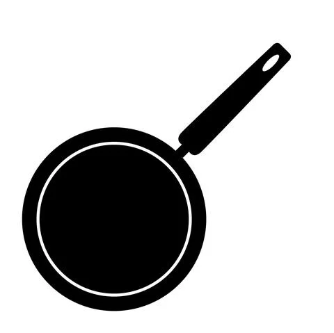 Frying pan isolated on white background. Frying pan. Silhouette symbol. Kitch Stock Illustration