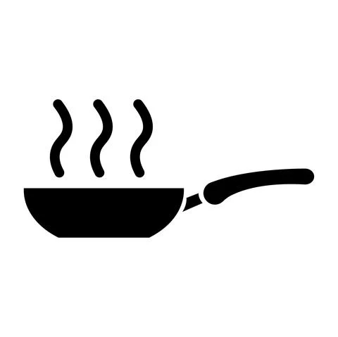 Frying pan isolated on white background. Frying pan. Silhouette symbol. Kitch Stock Illustration