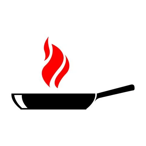 Frying pan isolated on white background. Frying pan. Silhouette symbol. Kitch Stock Illustration