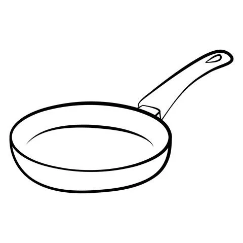 Frying pan isolated on white background. Frying pan. Silhouette symbol. Kitch Stock Illustration
