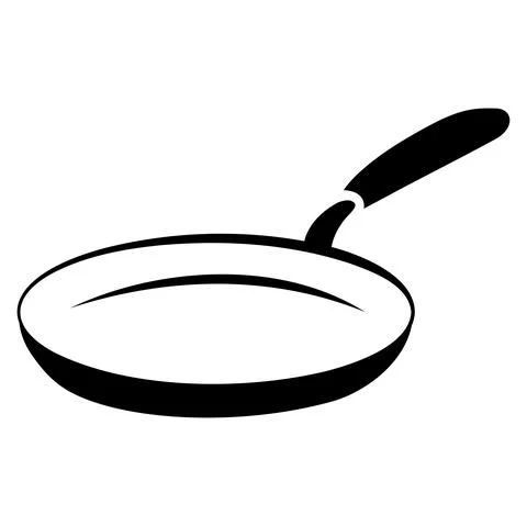 Frying pan isolated on white background. Frying pan. Silhouette symbol. Kitch Stock Illustration