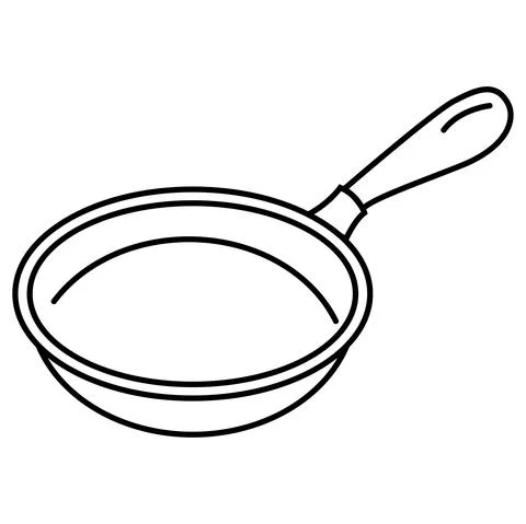 Frying pan isolated on white background. Frying pan. Silhouette symbol. Kitch Stock Illustration