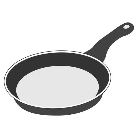 Frying pan isolated on white background. Frying pan. Silhouette symbol. Kitch Stock Illustration