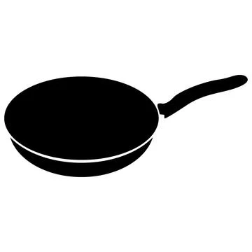 Frying pan isolated on white background. Frying pan. Silhouette symbol. Kitch Stock Illustration