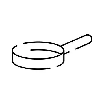 Frying pan kitchen cooking utensil line icon Stock Illustration
