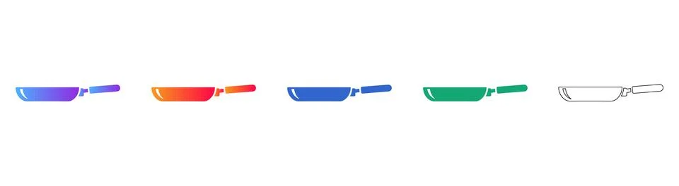 Frying Pan Kitchen Icons Stock Illustration