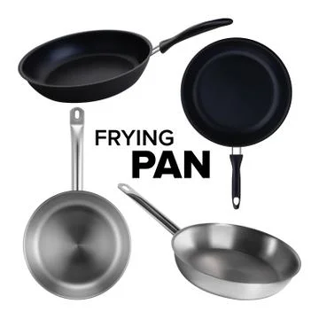 Frying Pan Kitchen Utensil Collection Set Vector Illustrazione stock