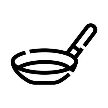 Frying pan kitchen utensil cooking line icon Stock Illustration