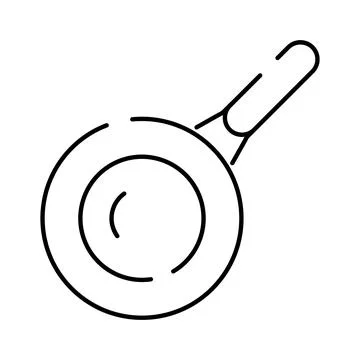 Frying pan kitchen utensil cooking line icon vector イラスト素材