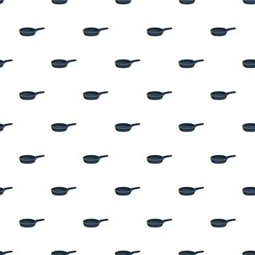 Frying pan kitchen utensil cooking seamless pattern background Stock Illustration