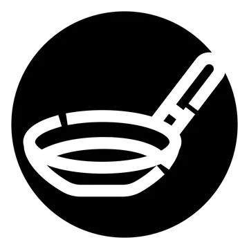 Frying pan kitchenware cooking black white icon Stock Illustration
