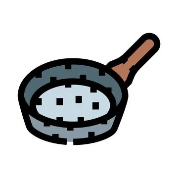 Frying pan kitchenware cooking utensil isolated icon Stock Illustration