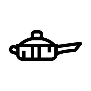 Frying pan kitchenware cooking utensil outline icon Stock Illustration