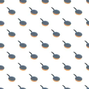 Frying pan kitchenware seamless pattern for cooking background Stock Illustration