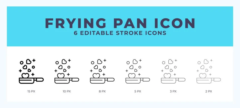 Frying pan line icon illustrations with editable strokes. Illustration