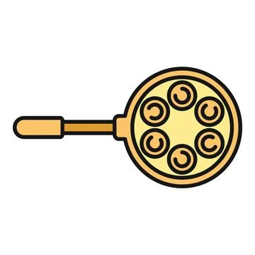 Frying pan making breakfast pancakes or mini omelets icon Stock Illustration