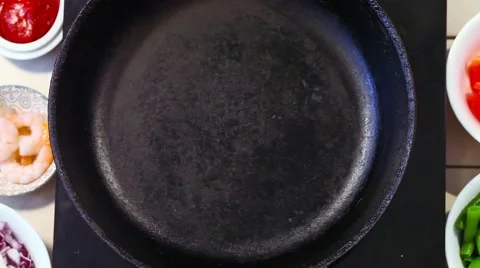 Frying pan melt butter on top of a kitchen Stock Footage 62191801