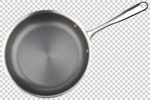 Frying pan. New nonstick pan with stainless steel handle. Stock Photos