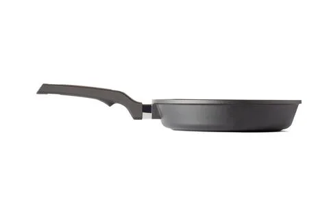 Frying pan with non-stick coating isolated on white background. New kitchen Stock Photos