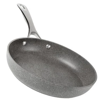 Frying pan with non-stick coating on a white isolated background. New gray Stock Photos