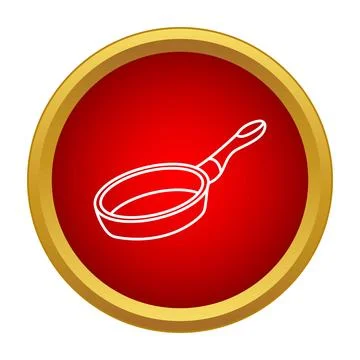 Frying pan outline icon in red circle Stock Illustration
