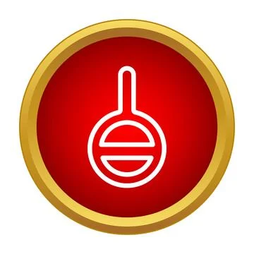 Frying pan outline icon on a red button Stock Illustration